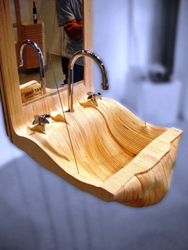 Wooden bathroom sink photo