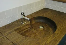 Wooden bathroom sink photo