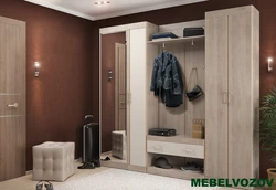 Three-door wardrobe for hallway photo