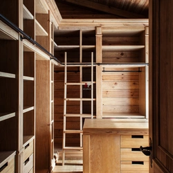 Dressing rooms in a wooden house photo