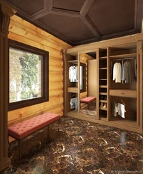 Dressing rooms in a wooden house photo