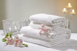 Beautiful towels in the bathroom photo