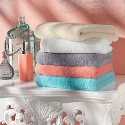 Beautiful towels in the bathroom photo