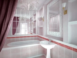 Bathtub with mirror wall photo