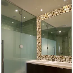 Bathtub with mirror wall photo