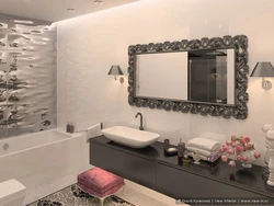 Bathtub with mirror wall photo