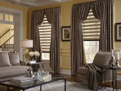 Curtains and blinds in the living room photo