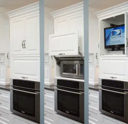 Kitchen photo with microwave and TV