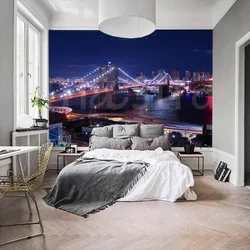 Bedroom Photo Wallpaper Night Cities Photo