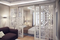 Bedroom with sliding partition photo