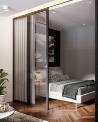 Bedroom with sliding partition photo