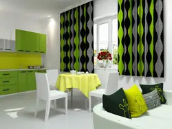 Зеленая кухня какие шторы фото
