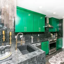 Kitchen with emerald countertop photo