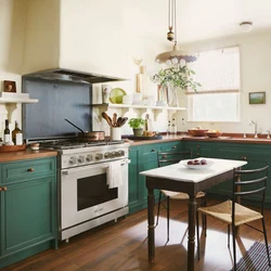 Kitchen with emerald countertop photo