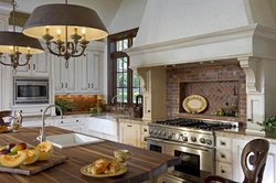 Wooden kitchens with hood photo