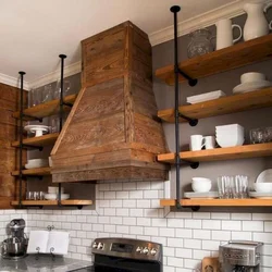 Wooden kitchens with hood photo