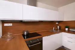 Kitchen with a single countertop photo