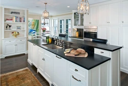 Kitchen with a single countertop photo