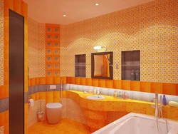 Bathroom tiles photo orange