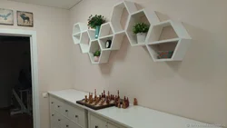 Honeycomb shelves in the kitchen photo