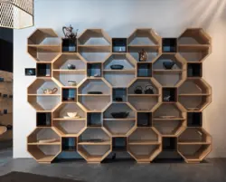 Honeycomb shelves in the kitchen photo