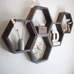 Honeycomb shelves in the kitchen photo