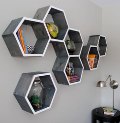 Honeycomb shelves in the kitchen photo