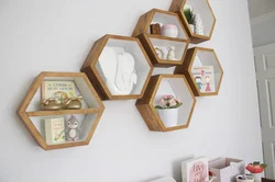 Honeycomb shelves in the kitchen photo