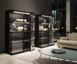 Glass sideboard in the living room photo