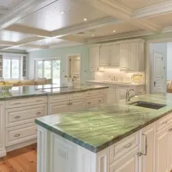 White kitchen green countertop photo