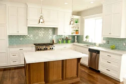 White kitchen green countertop photo