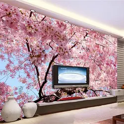 Yataq otağının interyerindəki sakura fotoşəkili