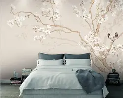 Yataq otağının interyerindəki sakura fotoşəkili
