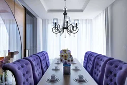 Lilac sofa in the kitchen photo