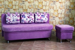 Lilac sofa in the kitchen photo