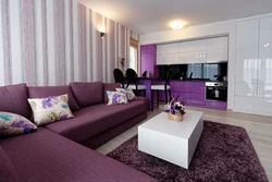 Lilac sofa in the kitchen photo