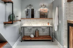 Shelves in loft bathroom photo