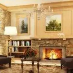 Photo wallpaper fireplaces in the living room