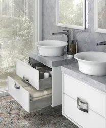 Gray sink for bathroom photo