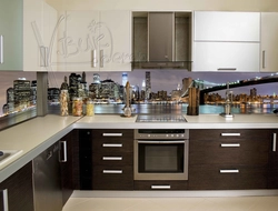 White kitchen with cities photo