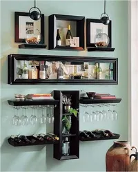 Black shelves in the kitchen photo
