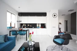 White kitchen black sofa photo