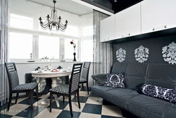 White kitchen black sofa photo