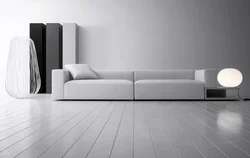 Yashash xonasida divan minimalizm fotosurati
