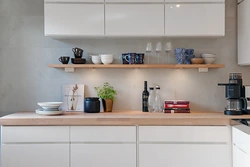 Gray shelves in the kitchen photo