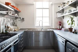 Gray shelves in the kitchen photo