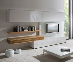 Hanging console in the living room photo