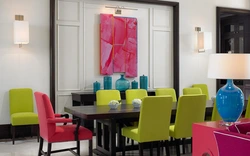 Kitchens with bright chairs photo