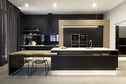 Black kitchens with island photo