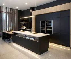 Black kitchens with island photo